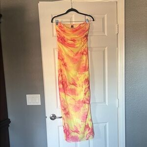 SHEIN Yellow and Pink Floral Dress